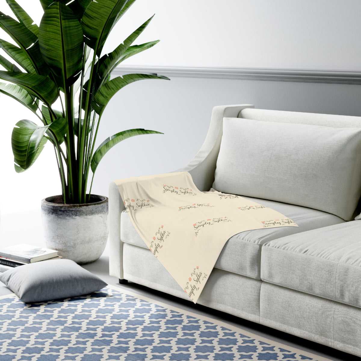 Personalized Floral Baby Swaddle Blanket - "Simply Sylha" Print, Soft Newborn Wrap