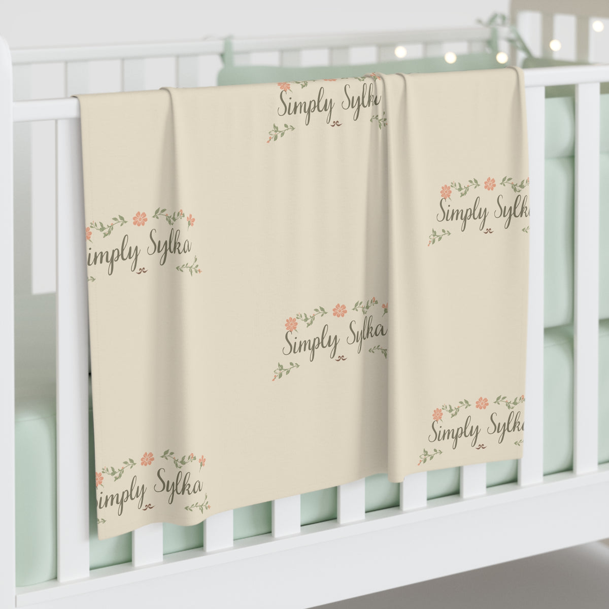 Personalized Floral Baby Swaddle Blanket - "Simply Sylha" Print, Soft Newborn Wrap