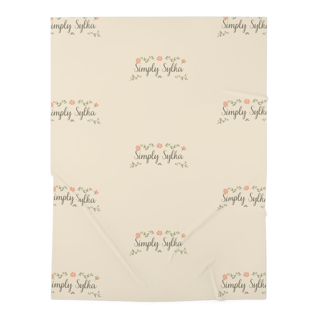 Personalized Floral Baby Swaddle Blanket - "Simply Sylha" Print, Soft Newborn Wrap