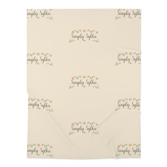 Personalized Floral Baby Swaddle Blanket - "Simply Sylha" Print, Soft Newborn Wrap