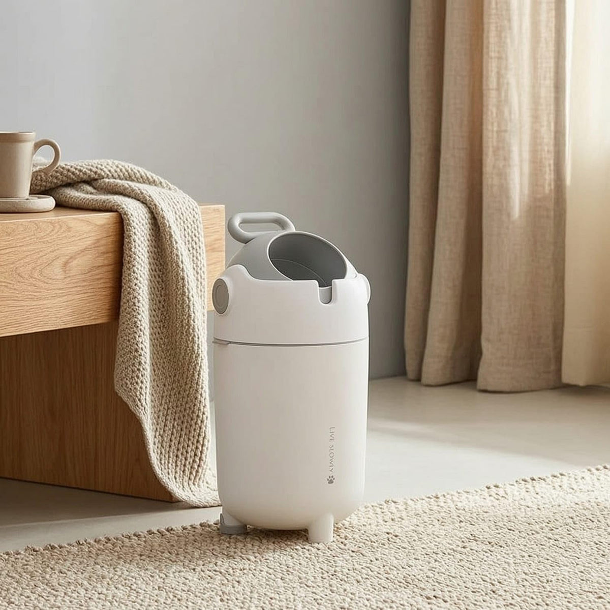 Odor-Proof Diaper Pail 12L – Odour-Proof Diaper Bin with Silent Lid for Nursery, White