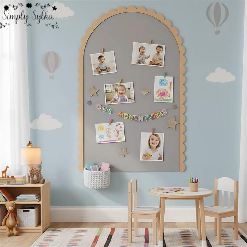 Wooden Arch Frame, Scalloped Boho Nursery Decor, DIY  unfinished Kids Playroom Wall
