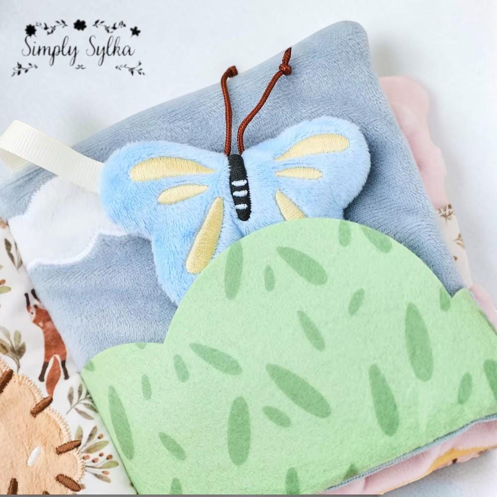 Soft Elephant Baby Sensory Cloth Book, Early Learning Activity Toy, Baby-Safe