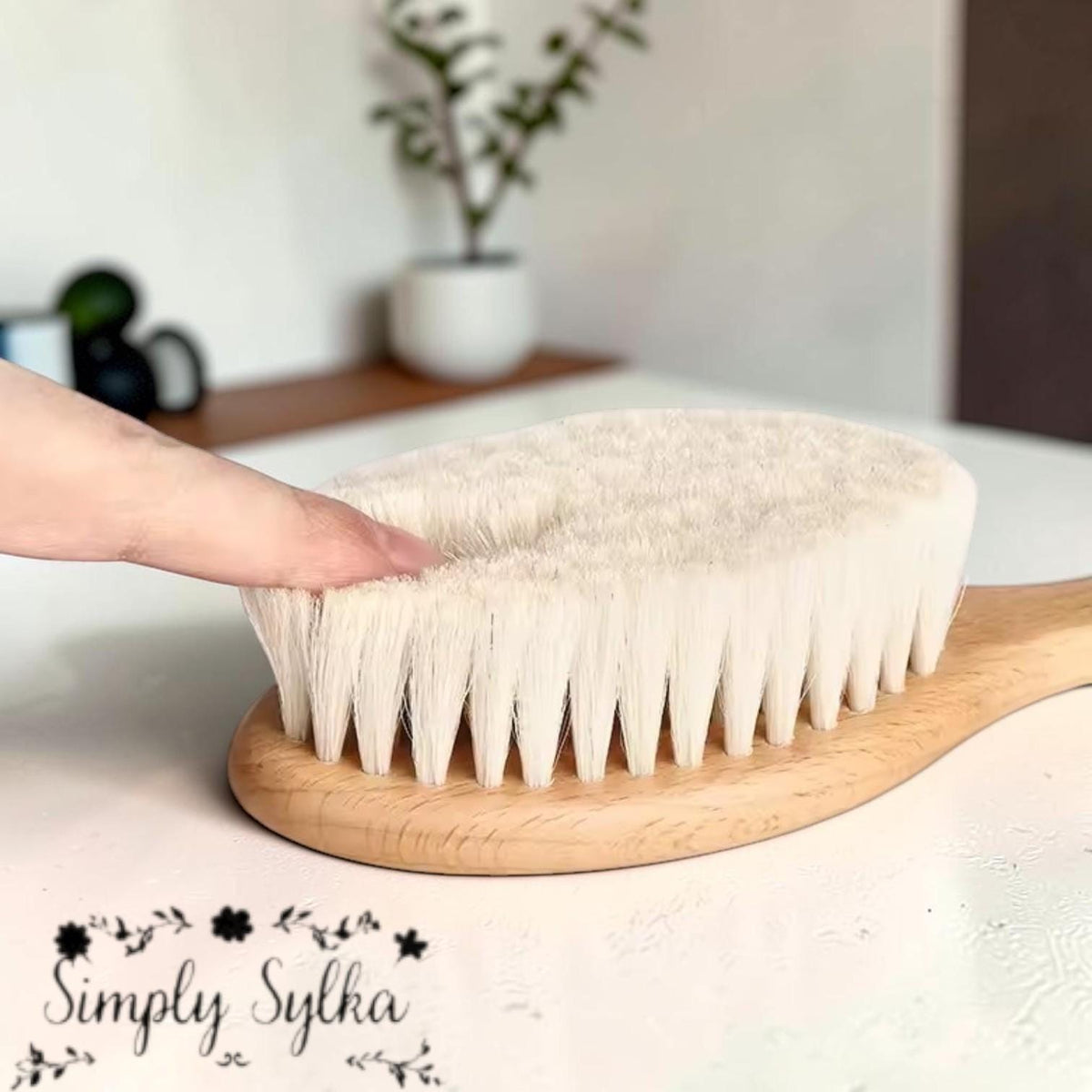 Personalized Wooden Baby Hair Brush, Soft Wool Scalp Groomer