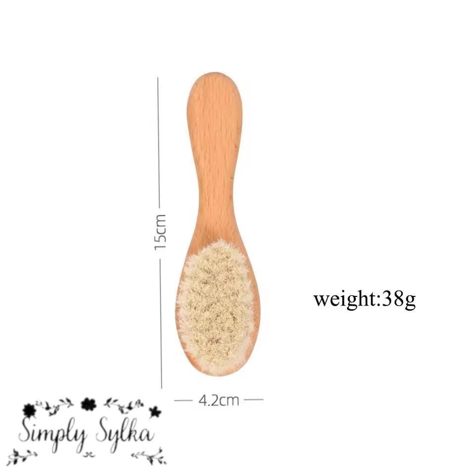 Personalized Wooden Baby Hair Brush, Soft Wool Scalp Groomer