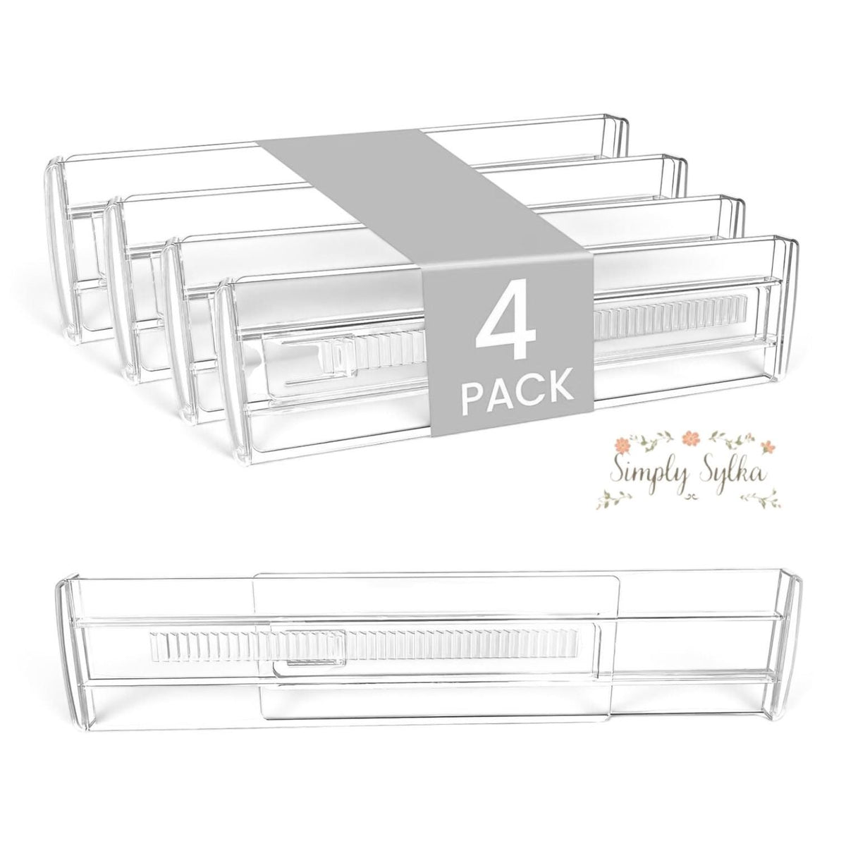 Adjustable Clear Drawer Organizers – Nursery Storage for Baby Essentials (4 Pack) - Expandable Draw Organizer