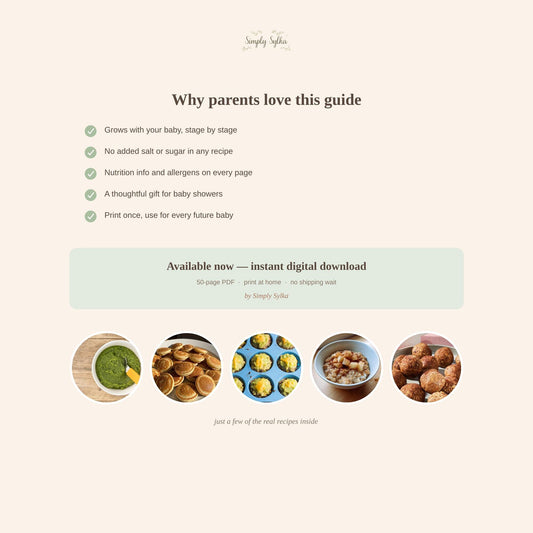 Baby Food Recipe eBook, 50 First Foods Recipes, Baby Led Weaning Guide (Digital Download)