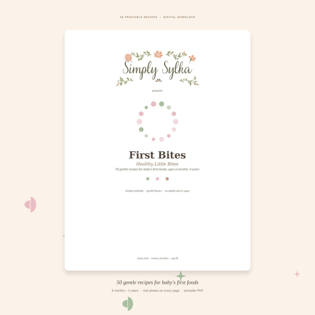 Baby Food Recipe eBook, 50 First Foods Recipes, Baby Led Weaning Guide (Digital Download)