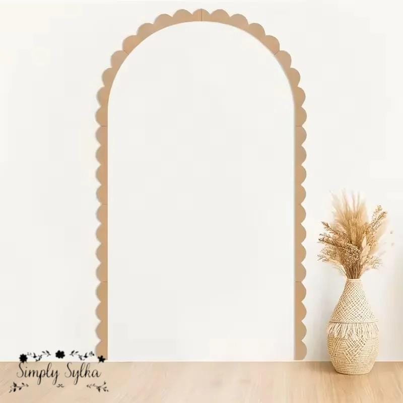 Wooden Arch Frame, Scalloped Boho Nursery Decor, DIY  unfinished Kids Playroom Wall