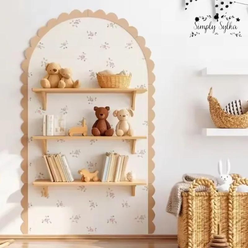 Wooden Arch Frame, Scalloped Boho Nursery Decor, DIY  unfinished Kids Playroom Wall
