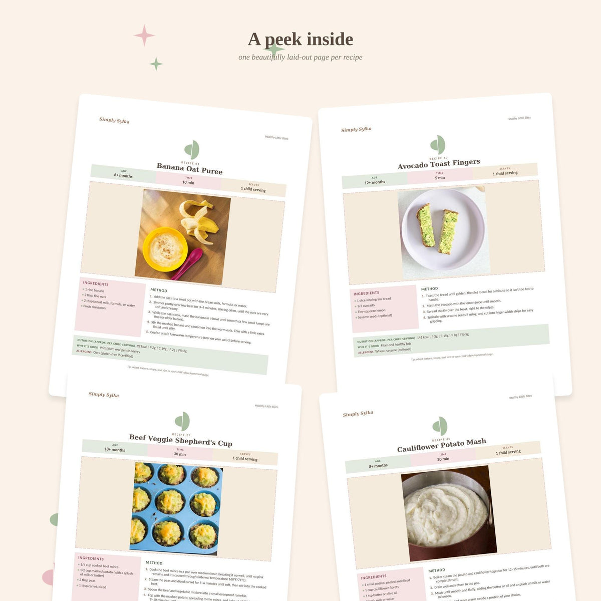 Baby Food Recipe eBook, 50 First Foods Recipes, Baby Led Weaning Guide (Digital Download)