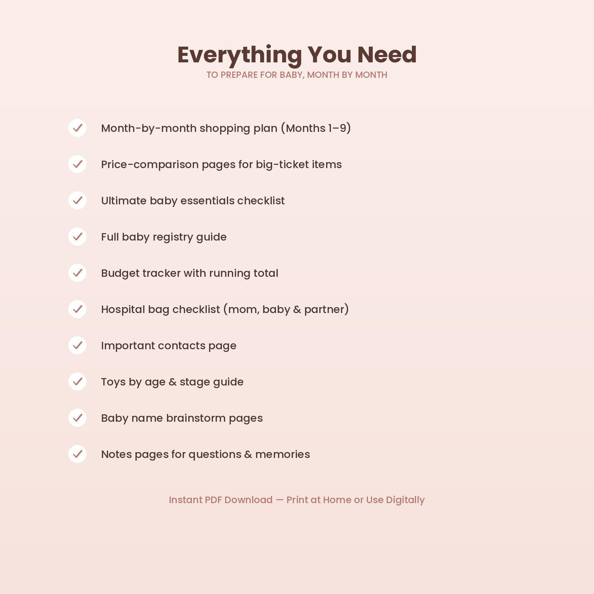 Pregnancy Planner & Baby Shopping Guide | 9-Month Checklist (Digital Download)