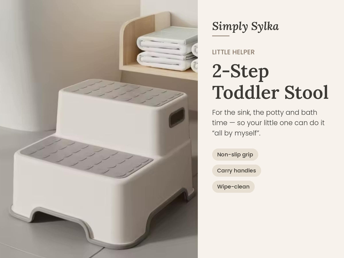Toddler Step Stool, 2 ladder Kids for Bathroom, Potty Training, Kitchen & Bedroom, Non Slip Montessori Stool, New Mom Gift, Baby Shower