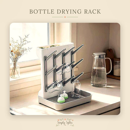 Baby Bottle Drying Rack, Bottle Dryer Stand with Drip Tray, Pump Parts Drying Rack, Newborn Essentials, Baby Shower Gift, New Mom Gift