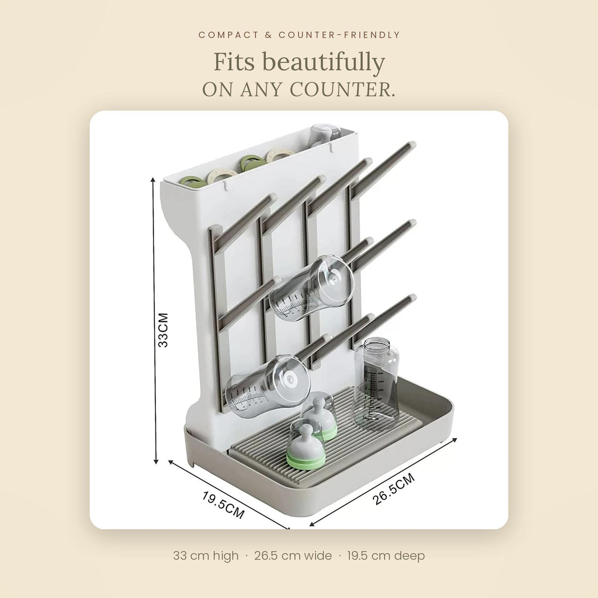 Baby Bottle Drying Rack, Bottle Dryer Stand with Drip Tray, Pump Parts Drying Rack, Newborn Essentials, Baby Shower Gift, New Mom Gift