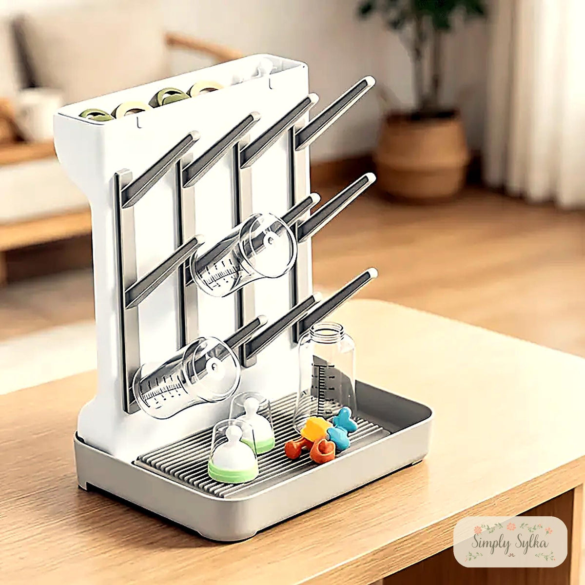 Baby Bottle Drying Rack, Bottle Dryer Stand with Drip Tray, Pump Parts Drying Rack, Newborn Essentials, Baby Shower Gift, New Mom Gift